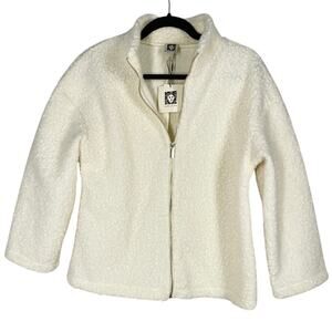 NWT, Anne Klein, Size Small, Off White Bouclé Zip-Up Jacket, Lightweight, Office